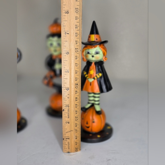 Johanna Parker Halloween Black Cat Frankenstein And Witch Figurines Set HTF Rare - Picture 8 of 10